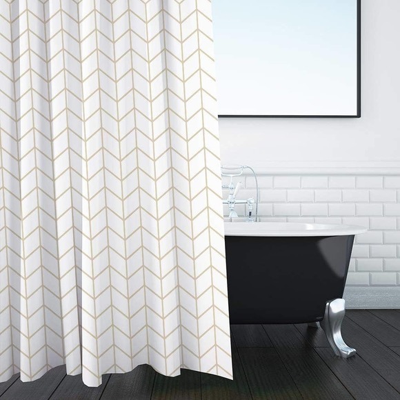 NIB Shower Curtain Mold- Mildew Resistant 71 x 71 Herringbone pattern - Picture 4 of 6